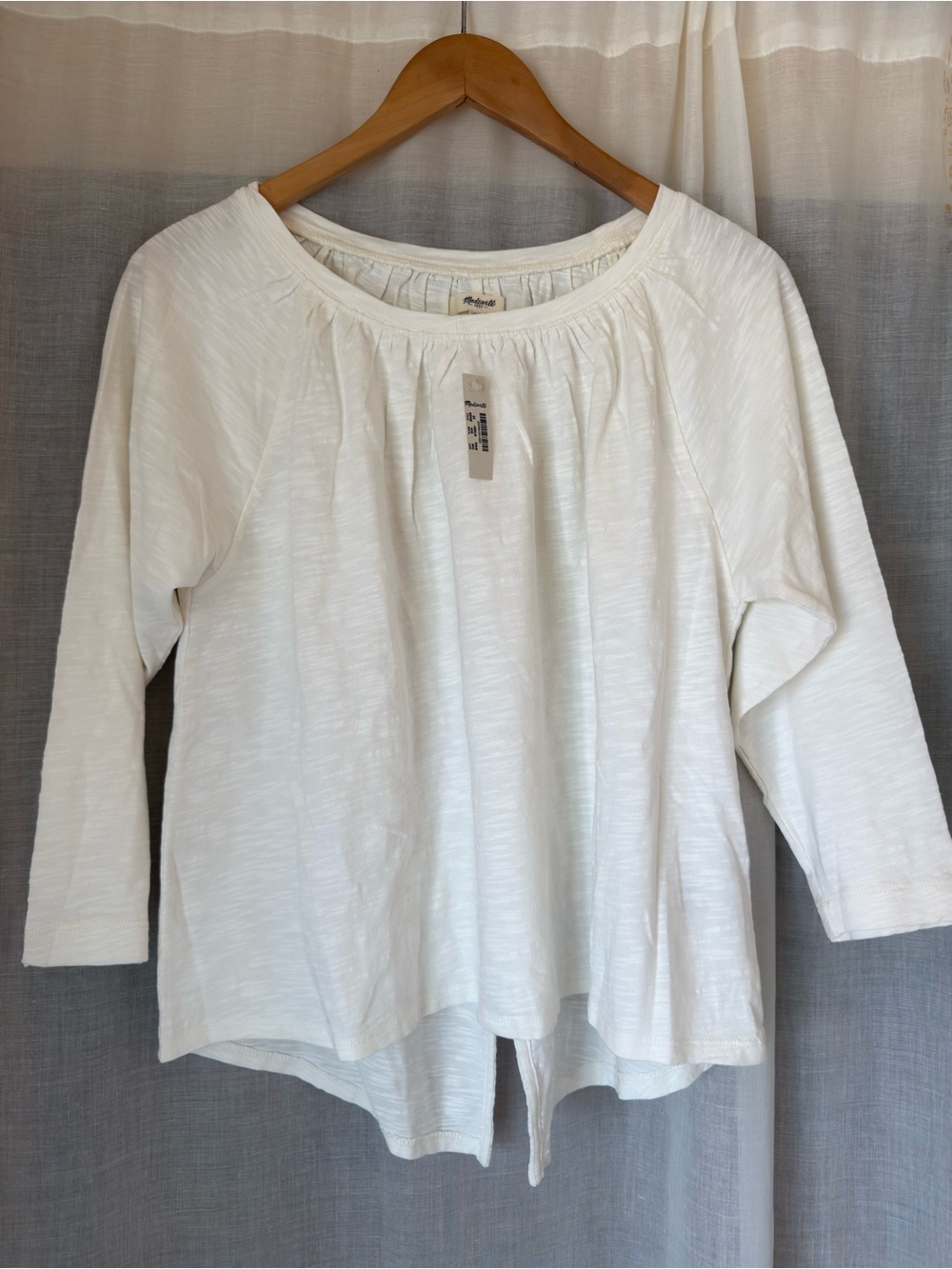 Madewell Ivory Textured Ruffle-Neck Top